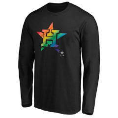 Houston Astros Team Pride Logo Long Sleeve T-Shirt - Black - MLB Sale