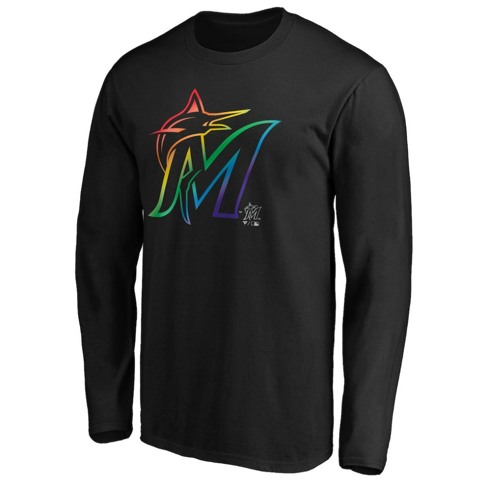 Miami Marlins Team Pride Logo Long Sleeve T-Shirt - Black - MLB Online