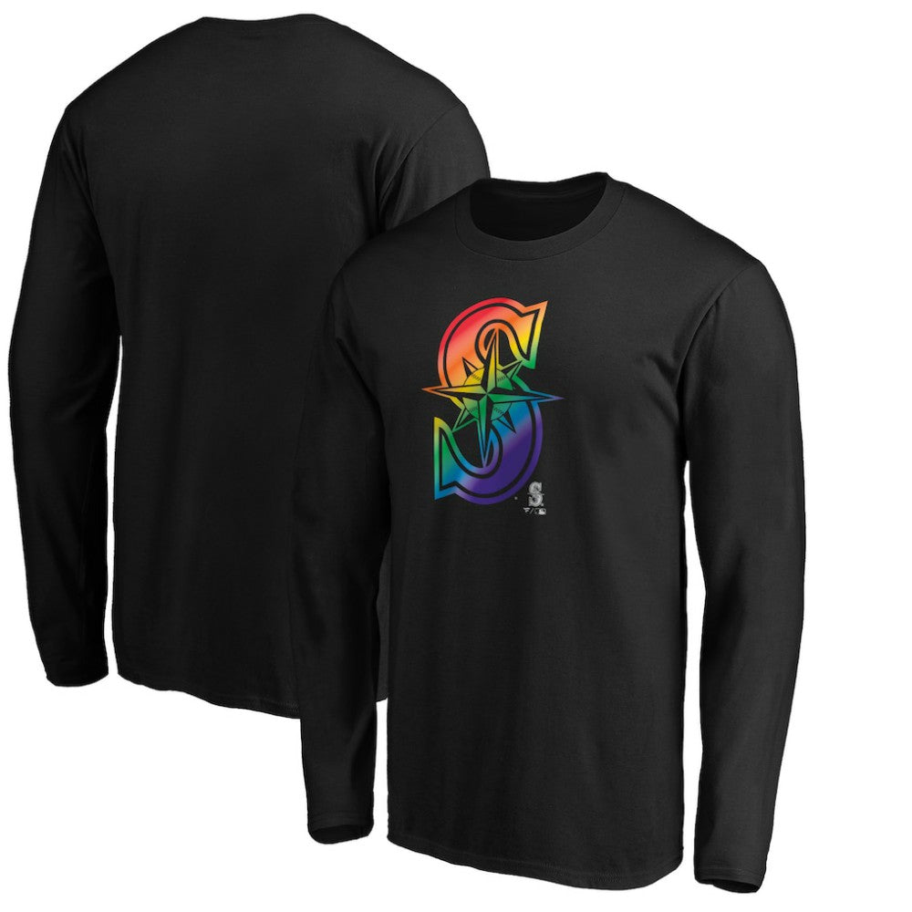 Seattle Mariners Team Pride Logo Long Sleeve T-Shirt - Black - MLB on Sale