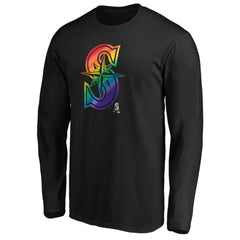 Seattle Mariners Team Pride Logo Long Sleeve T-Shirt - Black - MLB on Sale