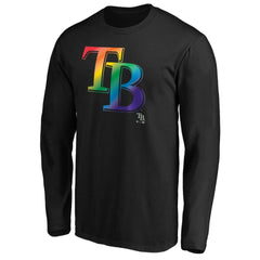Tampa Bay Rays Team Pride Logo Long Sleeve T-Shirt - Black - MLB Sale