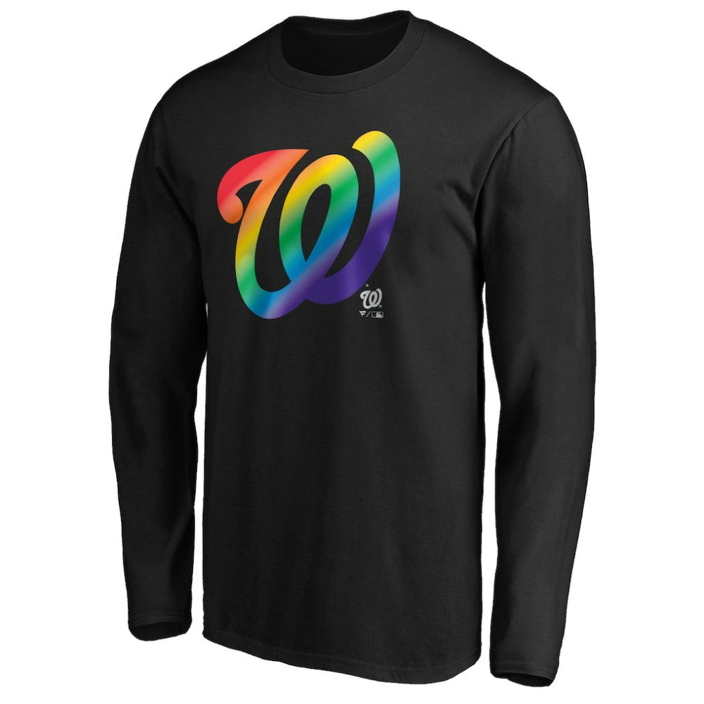 Washington Nationals Team Pride Logo Long Sleeve T-Shirt - Black - MLB Sale