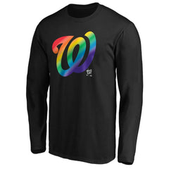 Washington Nationals Team Pride Logo Long Sleeve T-Shirt - Black - MLB Sale
