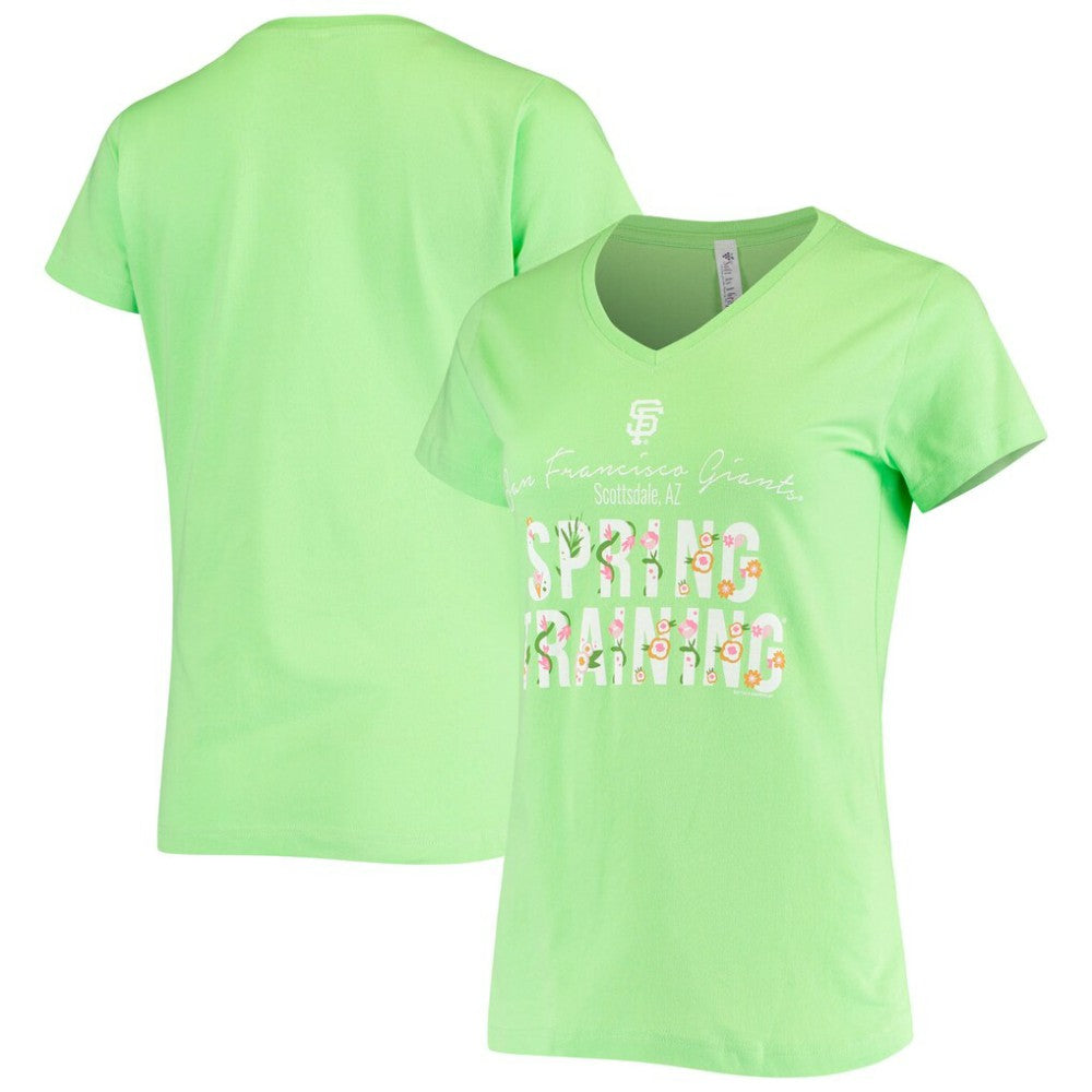 San Francisco Giants Soft as a Grape Women's Script Floral V-Neck T-Shirt - Green - MLB Online