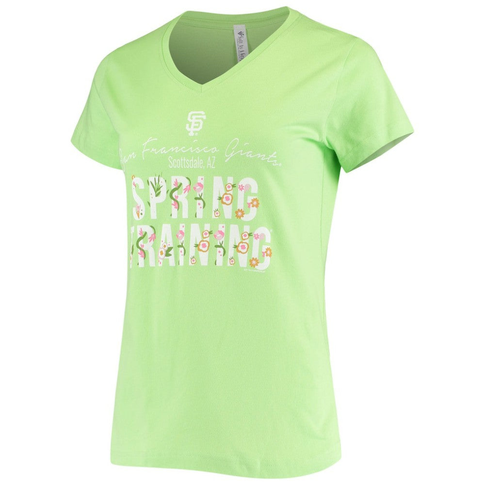 San Francisco Giants Soft as a Grape Women's Script Floral V-Neck T-Shirt - Green - MLB Online