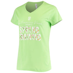 San Francisco Giants Soft as a Grape Women's Script Floral V-Neck T-Shirt - Green - MLB Online