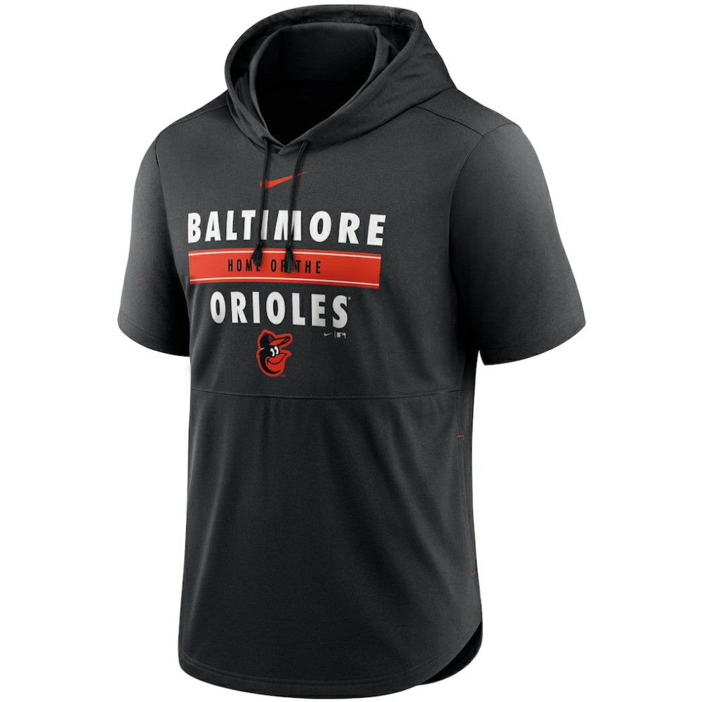 Baltimore Orioles Nike Home Team Short Sleeve Performance Hoodie Top - Black - Nike Sale