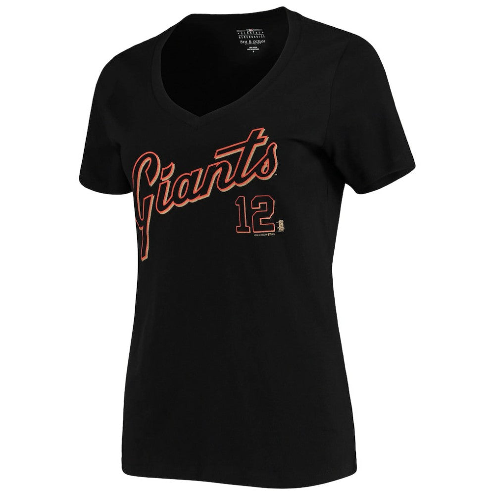 Joe Panik San Francisco Giants 5th & Ocean by New Era Women's Script Name and Number V-Neck T-Shirt Black - New Era Discount