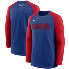 Chicago Cubs Nike Authentic Collection Pregame Performance Raglan Pullover Sweatshirt - Royal/Red - Nike Sale
