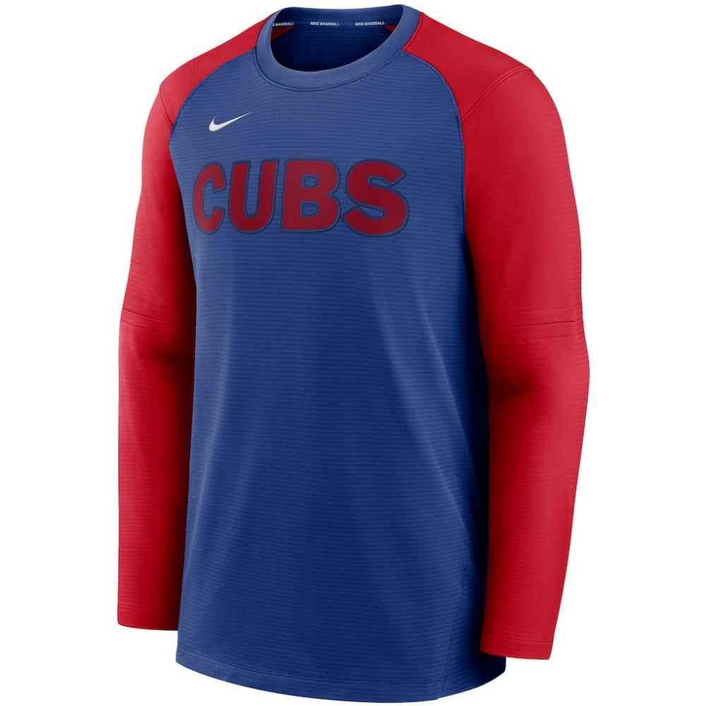 Chicago Cubs Nike Authentic Collection Pregame Performance Raglan Pullover Sweatshirt - Royal/Red - Nike Sale