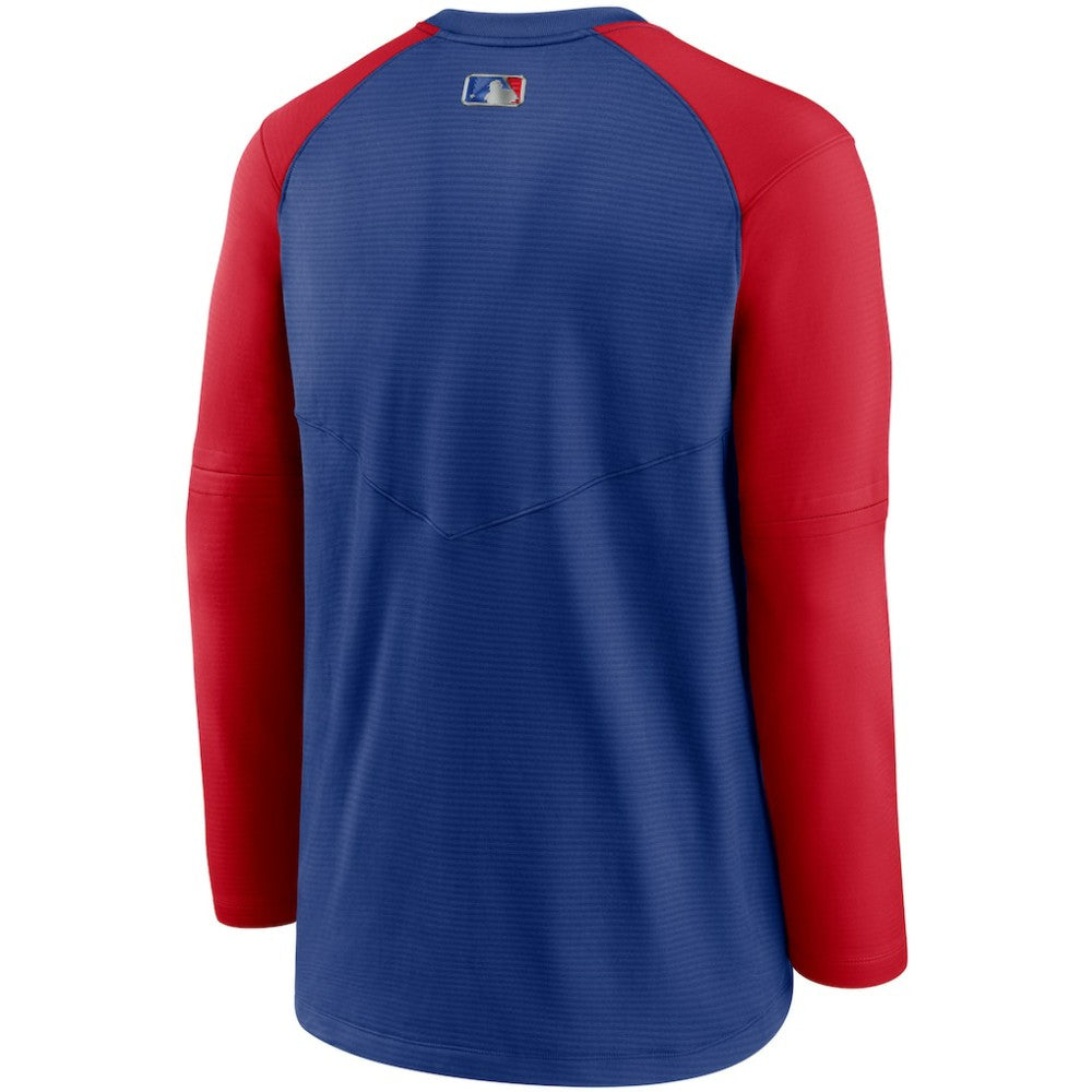 Chicago Cubs Nike Authentic Collection Pregame Performance Raglan Pullover Sweatshirt - Royal/Red - Nike Sale