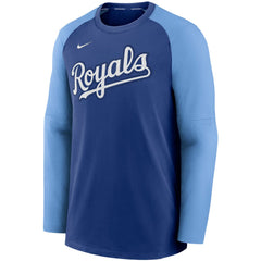 Kansas City Royals Nike Authentic Collection Pregame Performance Raglan Pullover Sweatshirt - Royal/Light Blue - Nike Discount