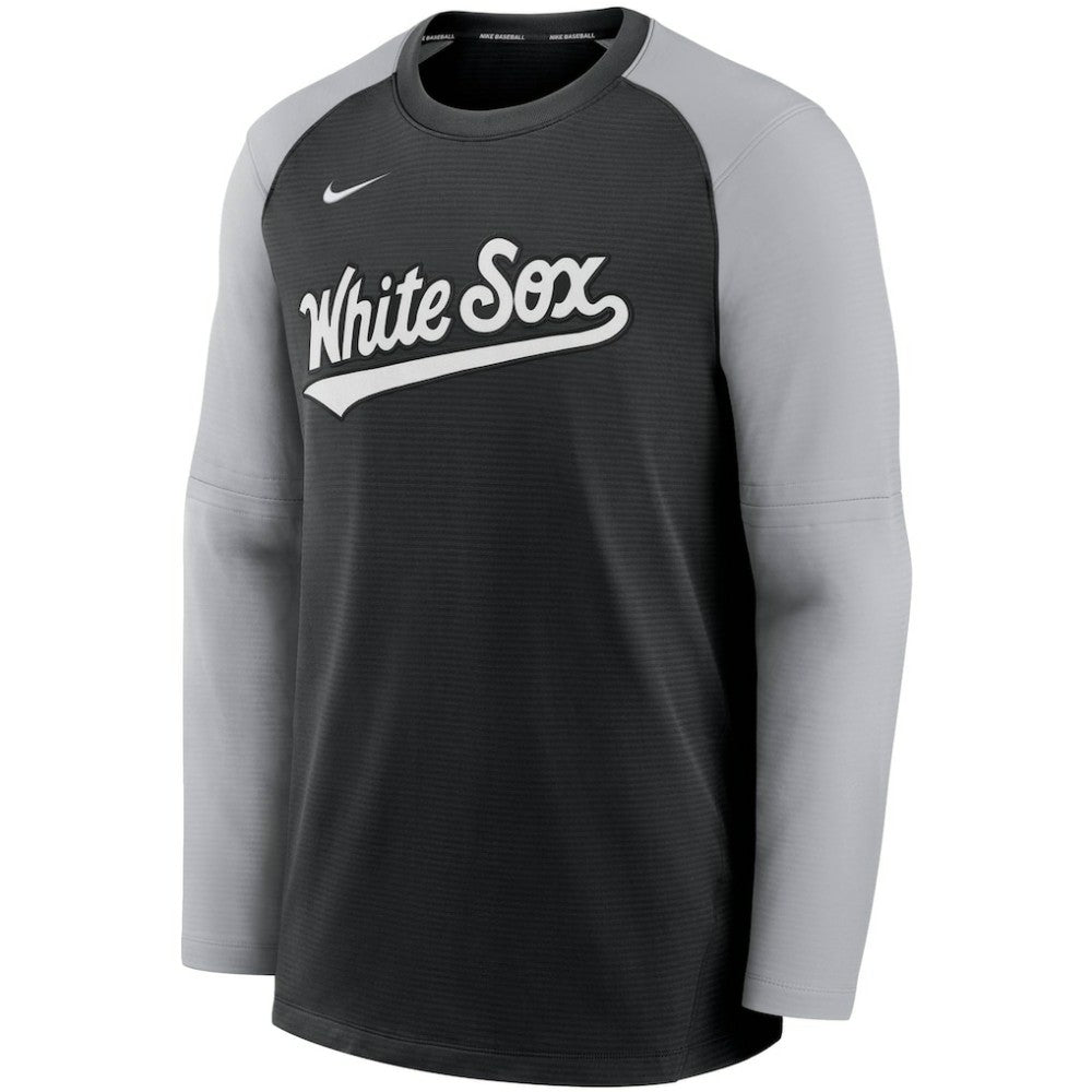 Chicago White Sox Nike Authentic Collection Pregame Performance Raglan Pullover Sweatshirt - Black/Gray - Nike Online