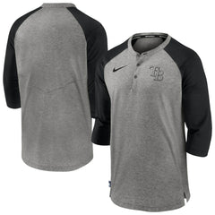 Tampa Bay Rays Nike Authentic Collection Flux Henley Raglan 3/4-Sleeve T-Shirt - Gray - Nike Lifestyle