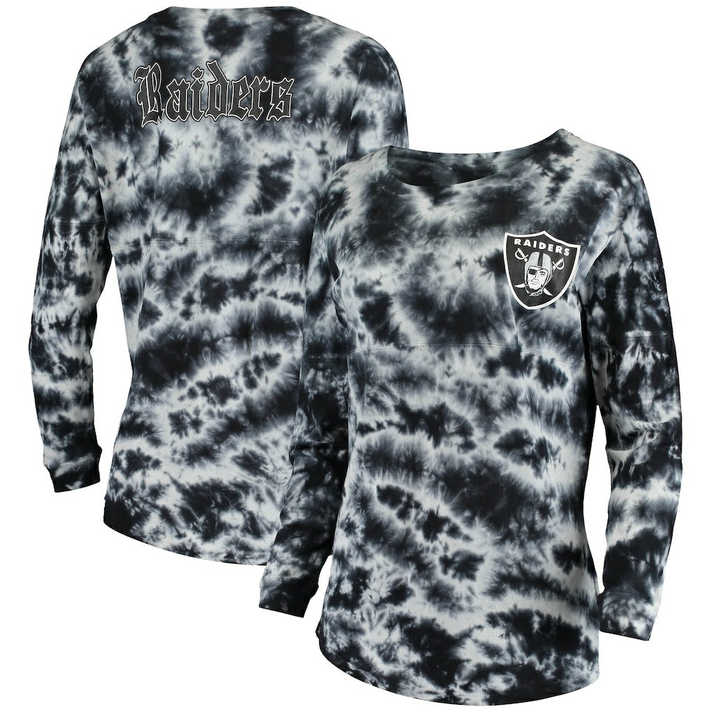 Las Vegas Raiders New Era Women's Tie-Dye Long Sleeve T-Shirt Black