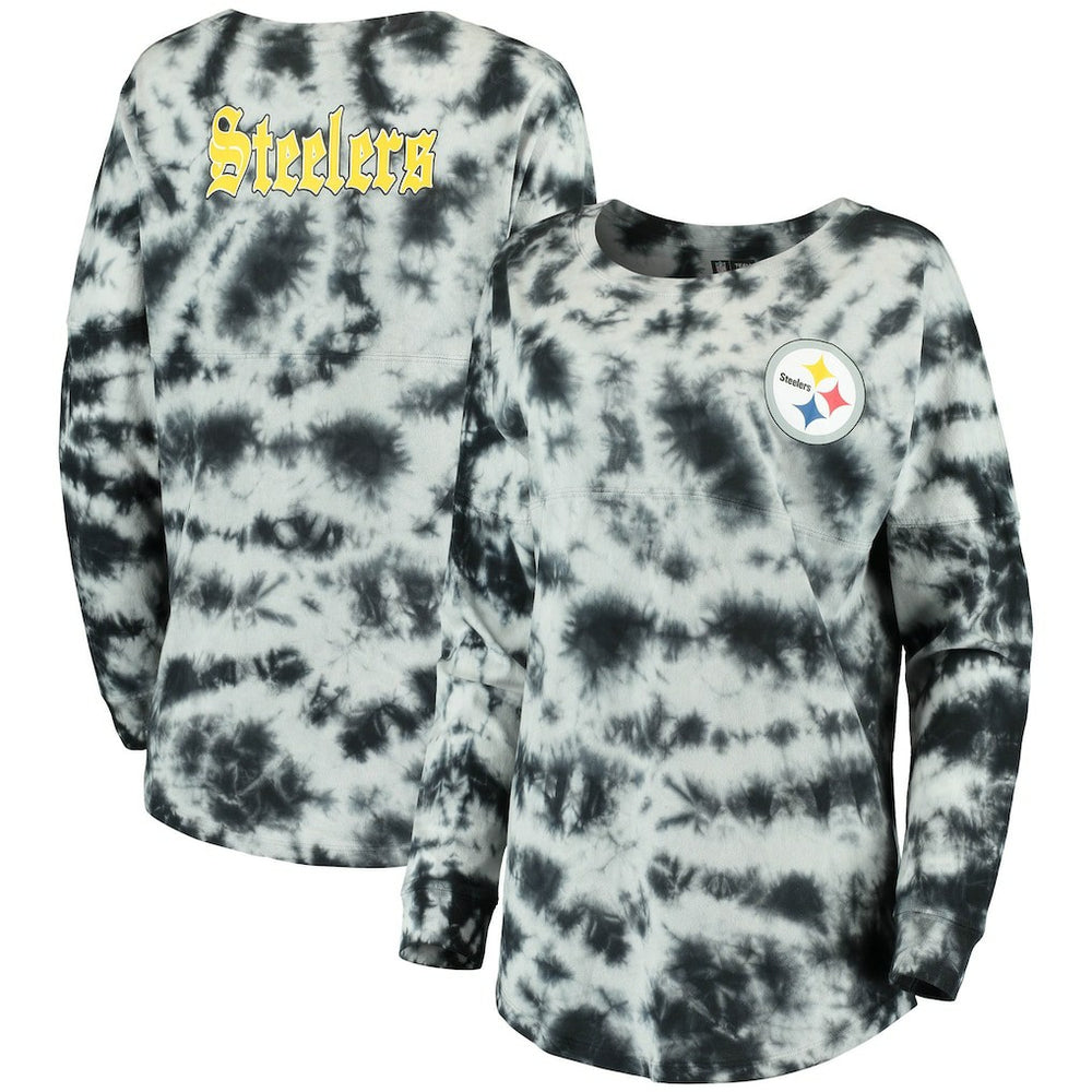 Pittsburgh Steelers New Era Women's Tie-Dye Long Sleeve T-Shirt Black