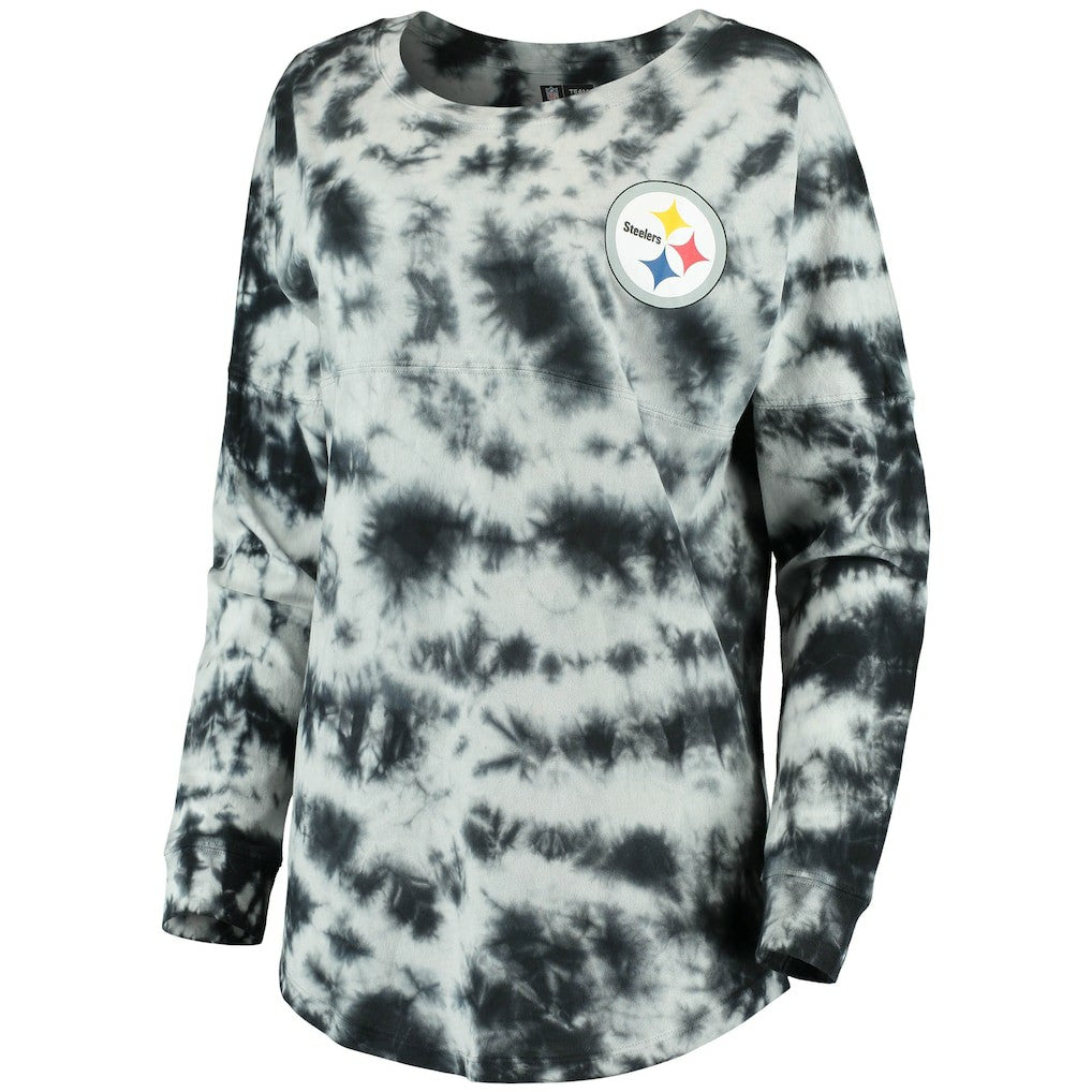 Pittsburgh Steelers New Era Women's Tie-Dye Long Sleeve T-Shirt Black