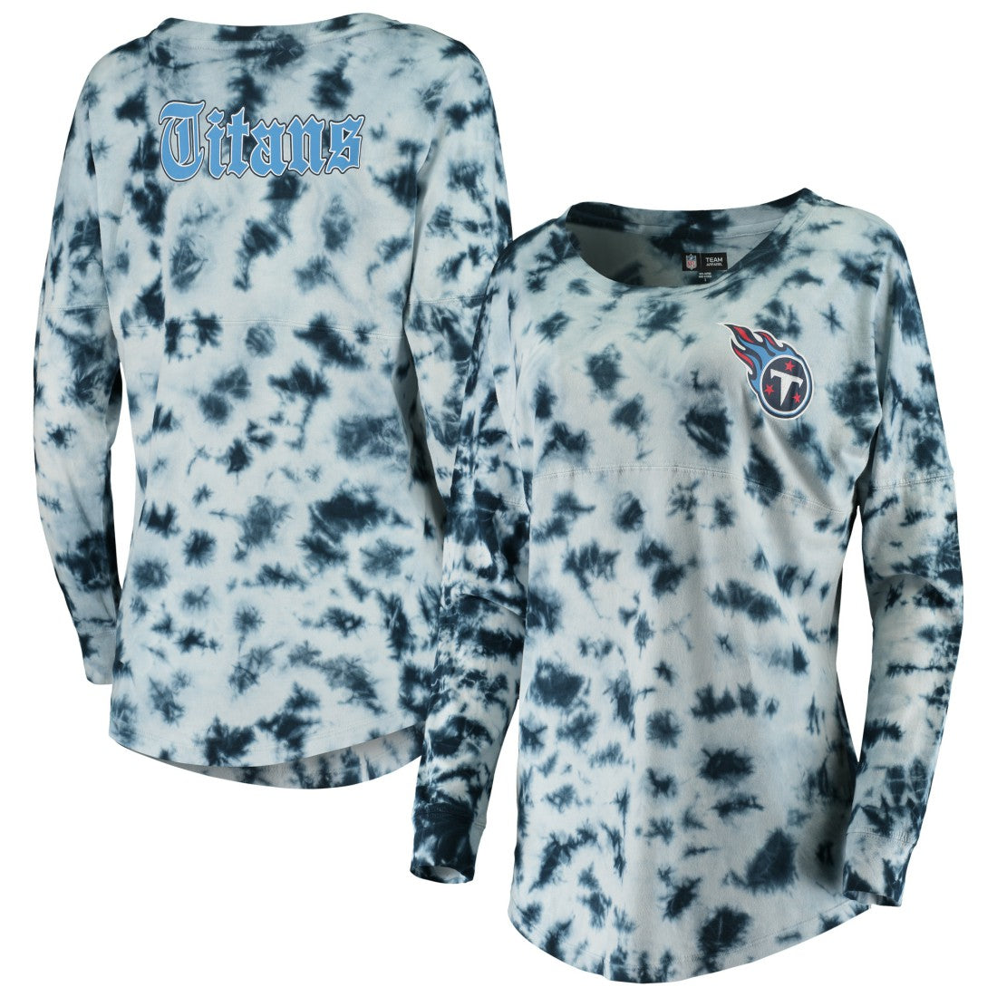 Tennessee Titans New Era Women's Tie-Dye Long Sleeve T-Shirt Navy