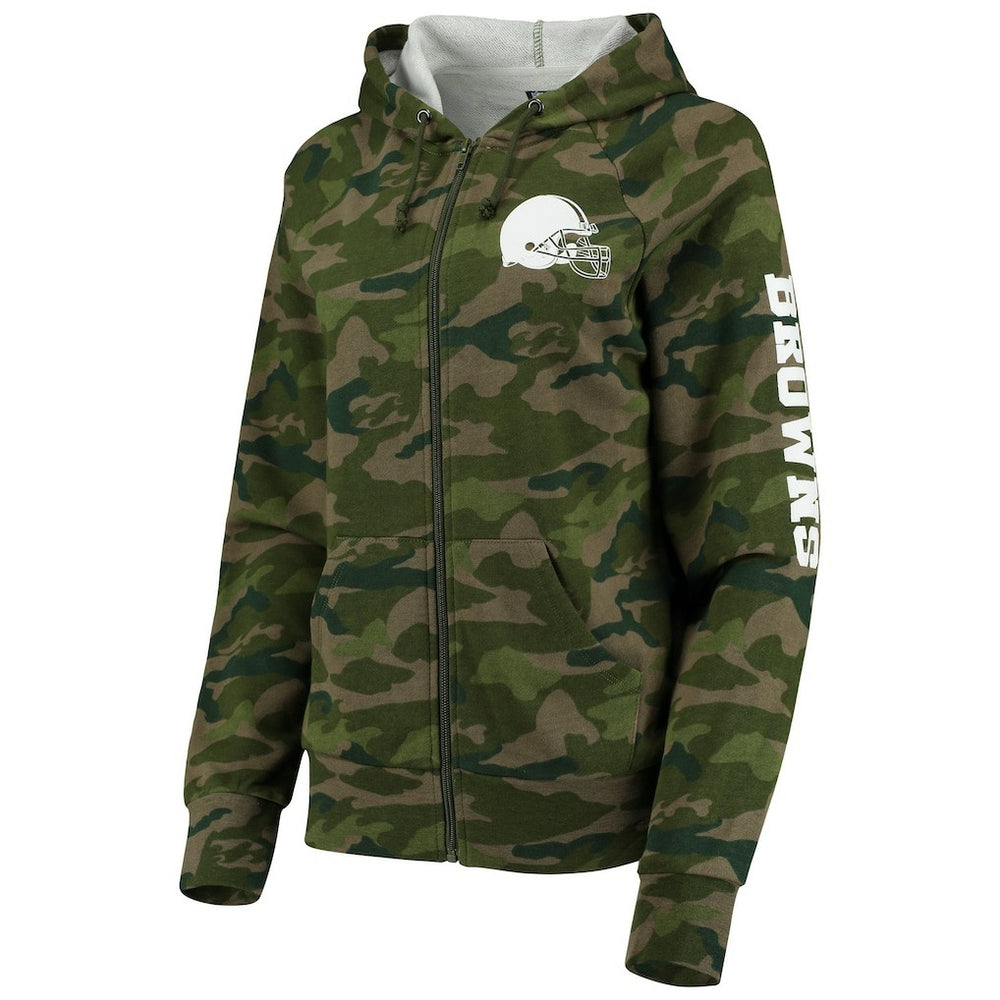 Cleveland Browns New Era Women's Raglan Full-Zip Hoodie Camo