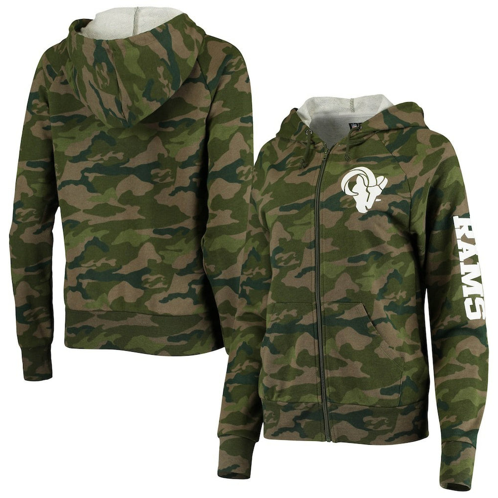 Los Angeles Rams New Era Women's Raglan Full-Zip Hoodie Camo