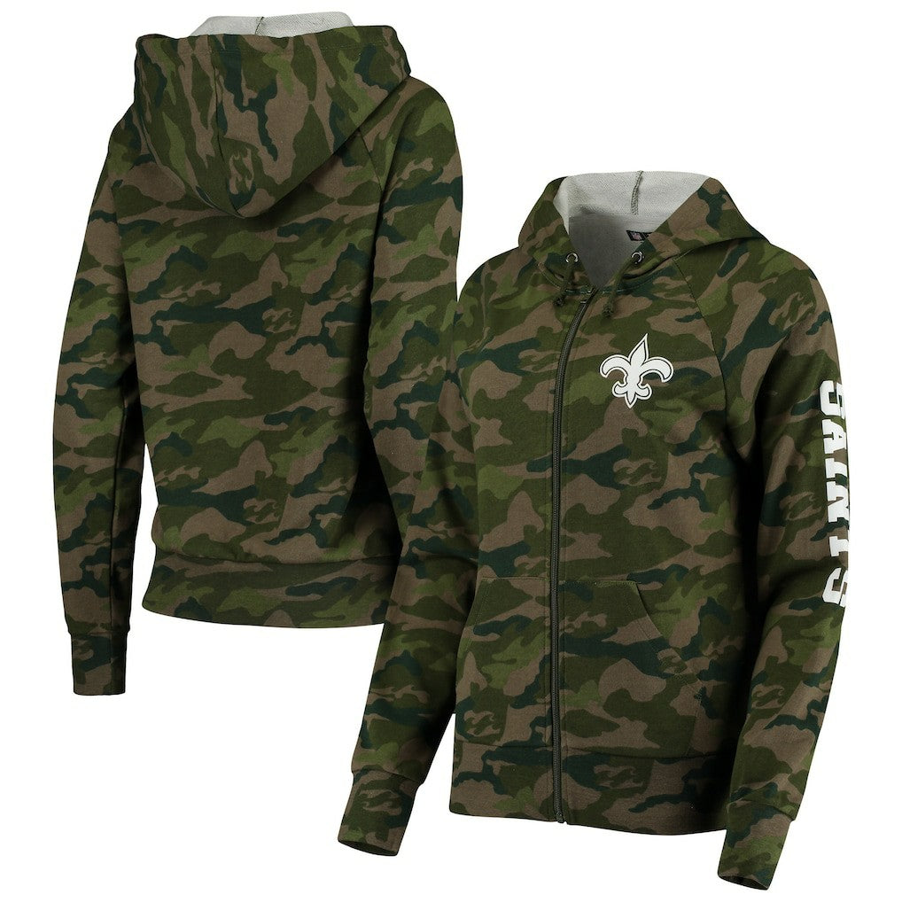 New Orleans Saints New Era Women's Raglan Full-Zip Hoodie Camo