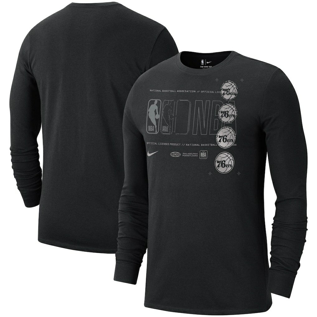 Philadelphia 76ers Courtside Chrome Long Sleeve T-Shirt Black | Nike US