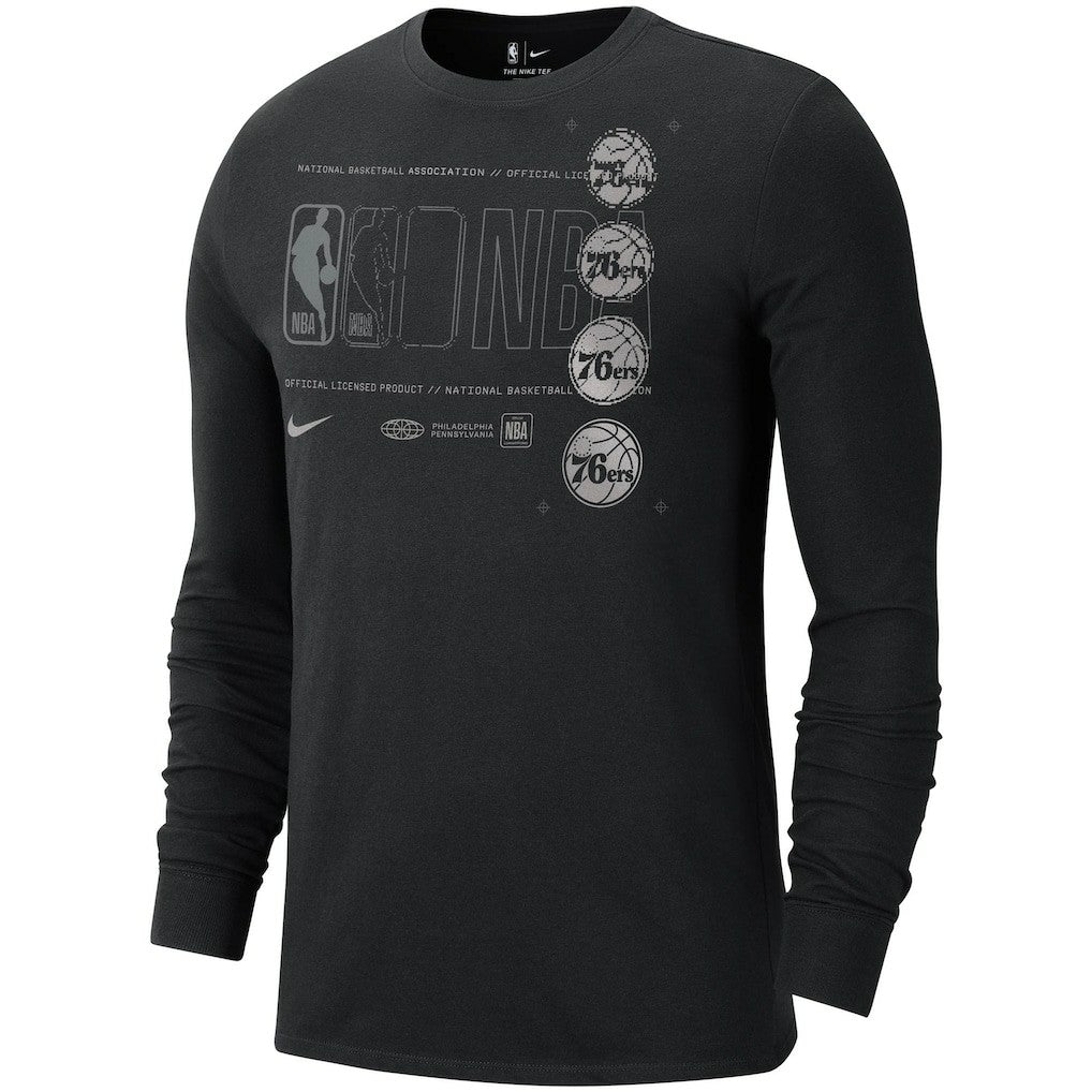 Philadelphia 76ers Courtside Chrome Long Sleeve T-Shirt Black | Nike US