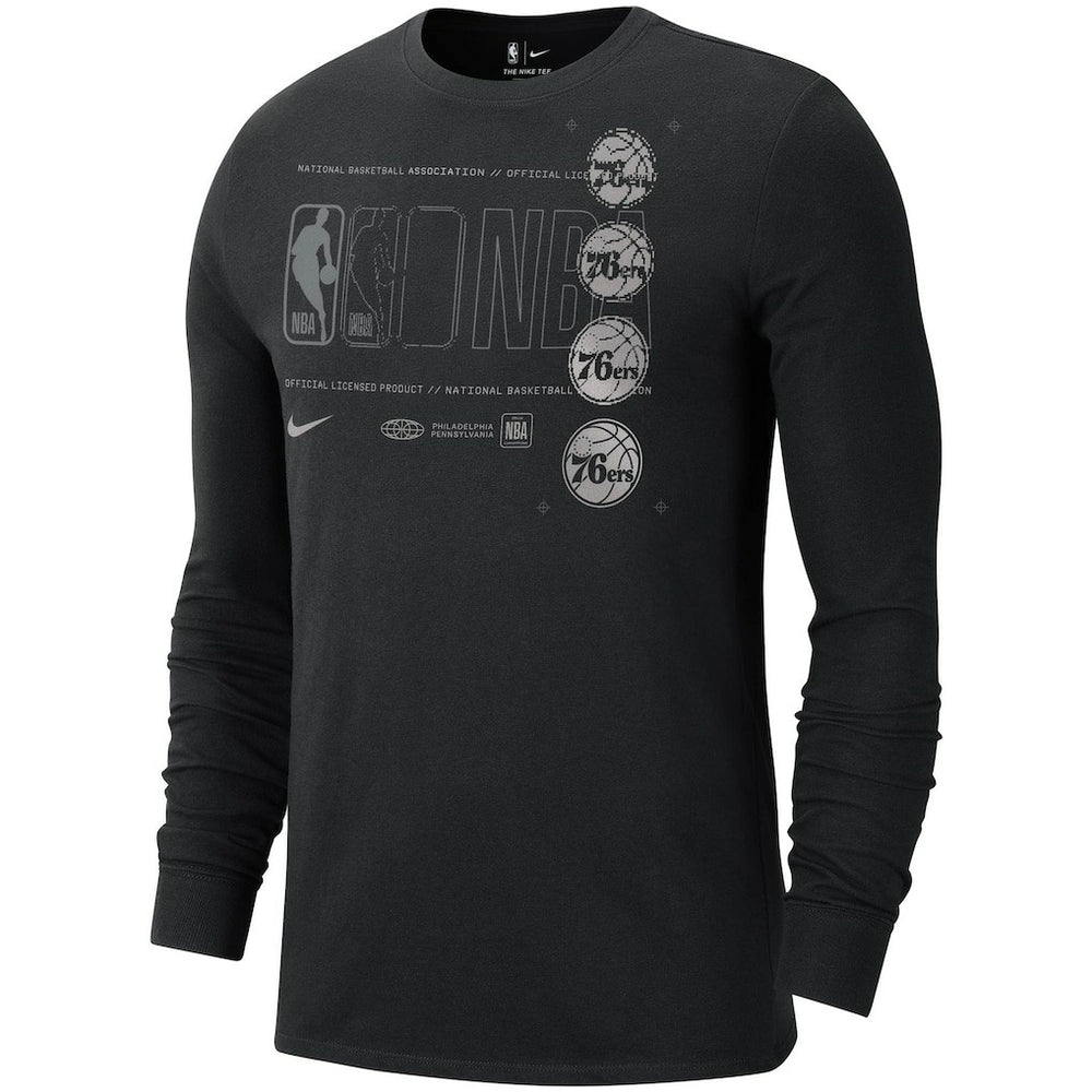 Philadelphia 76ers Courtside Chrome Long Sleeve T-Shirt Black | Nike US
