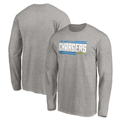 Fanatics Los Angeles Chargers On Side Stripe Long Sleeve T-Shirt Heathered Gray