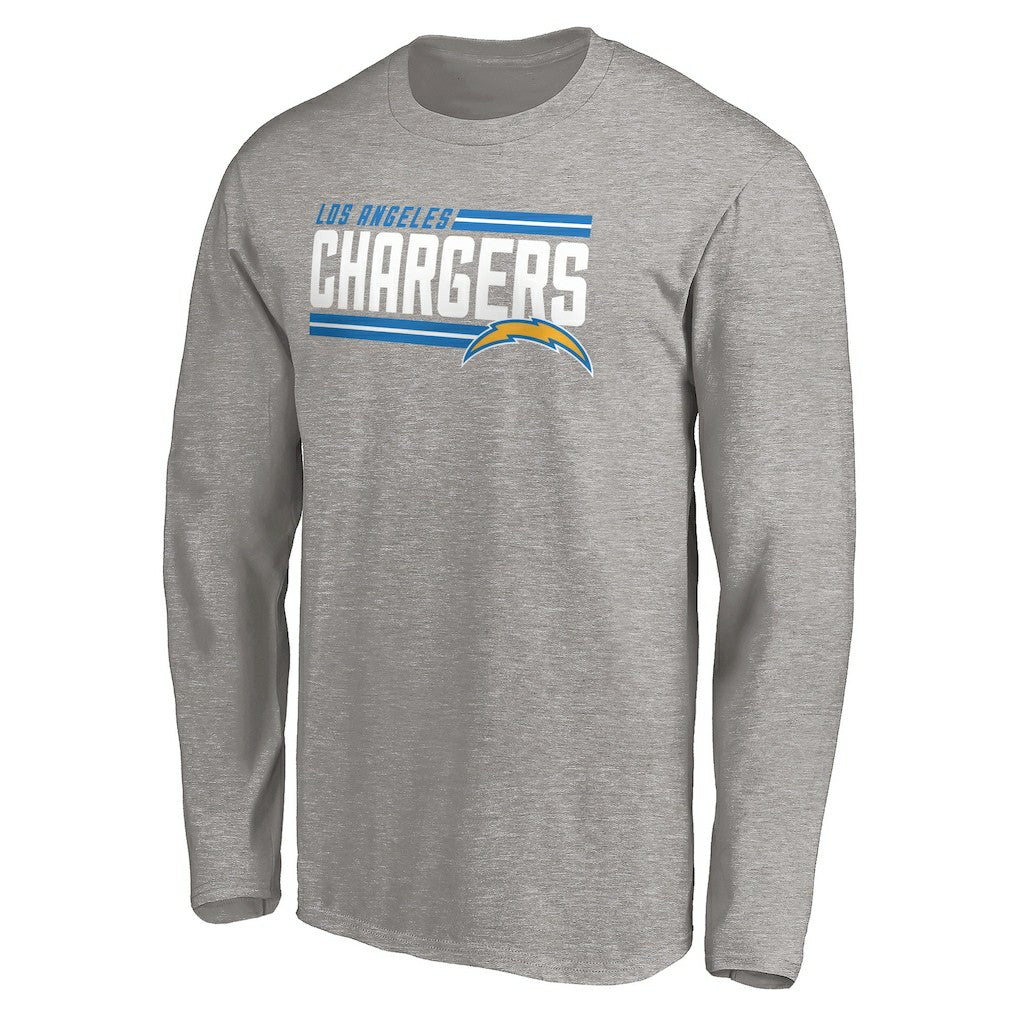 Fanatics Los Angeles Chargers On Side Stripe Long Sleeve T-Shirt Heathered Gray