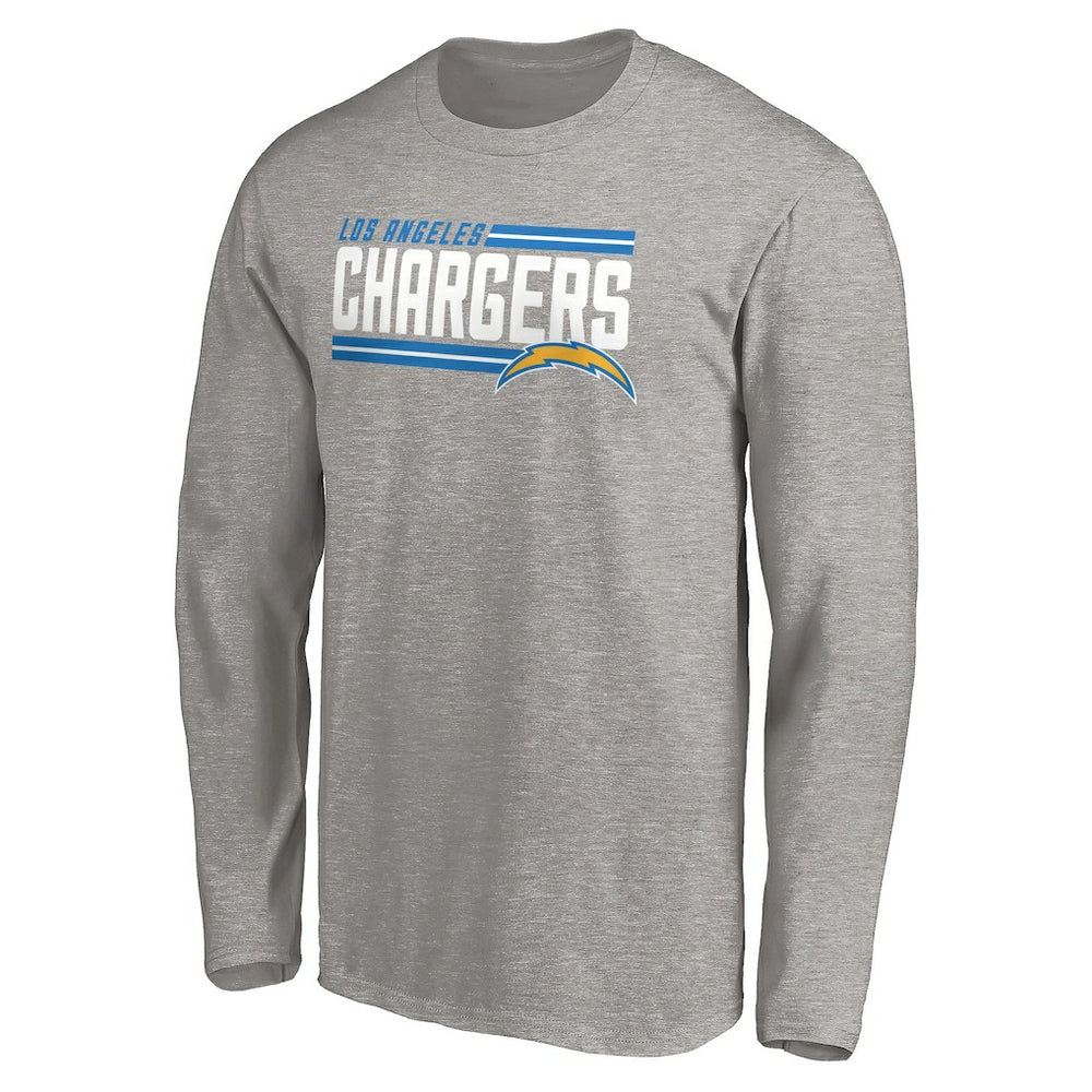 Fanatics Los Angeles Chargers On Side Stripe Long Sleeve T-Shirt Heathered Gray