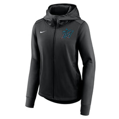 Miami Marlins Nike Women's Authentic Collection Baseball Performance Full-Zip Hoodie - Black - Nike Lifestyle