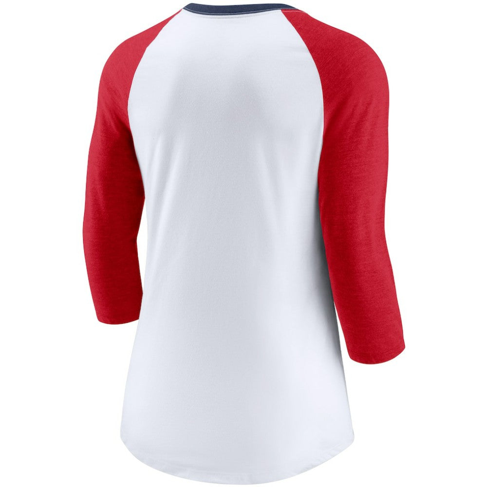 Washington Nationals Nike Women's Color Split Tri-Blend 3/4-Sleeve Raglan T-Shirt - White/Heathered Red - Nike Online