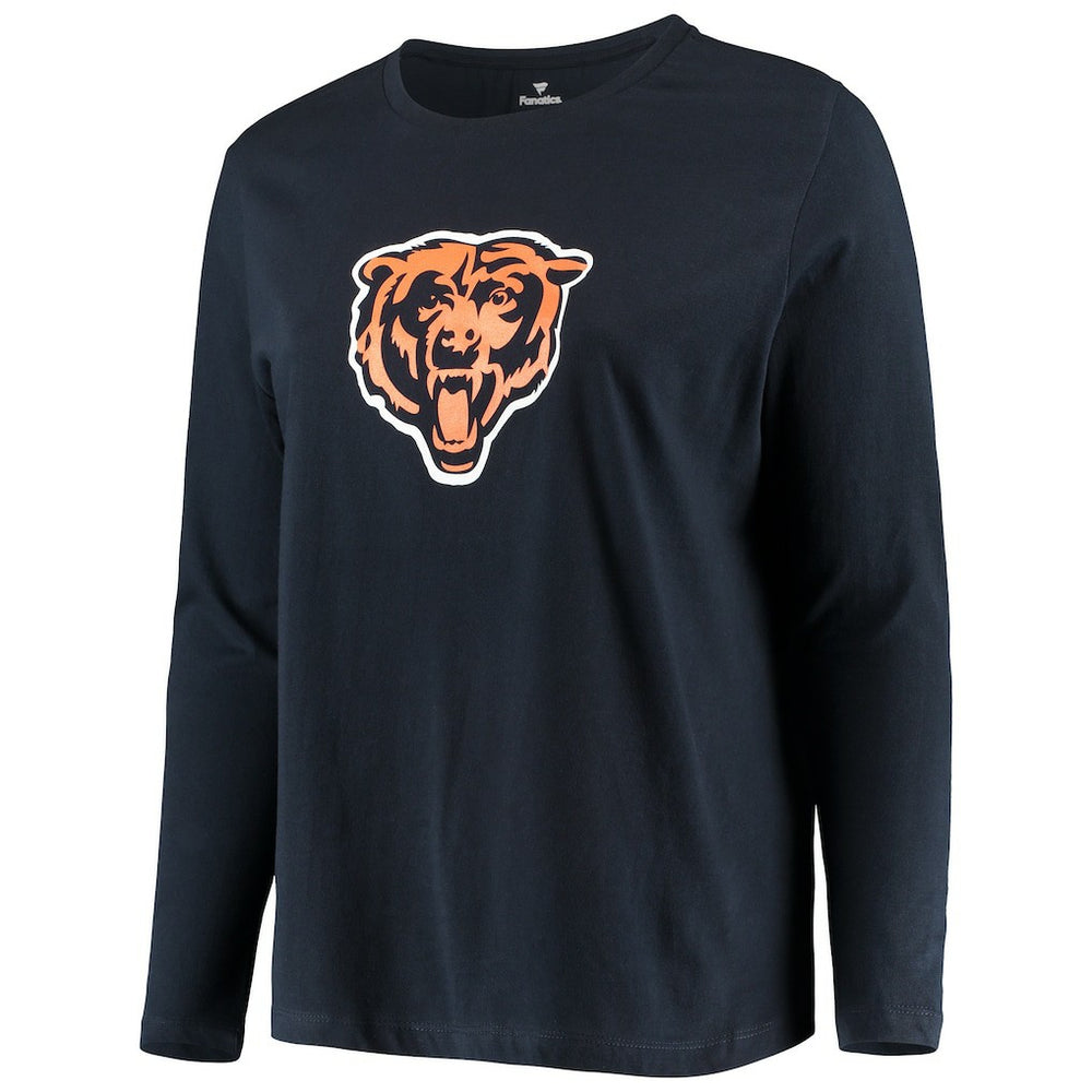 Fanatics Chicago Bears Women's Plus Size Primary Logo Long Sleeve Scoop Neck T-Shirt Navy