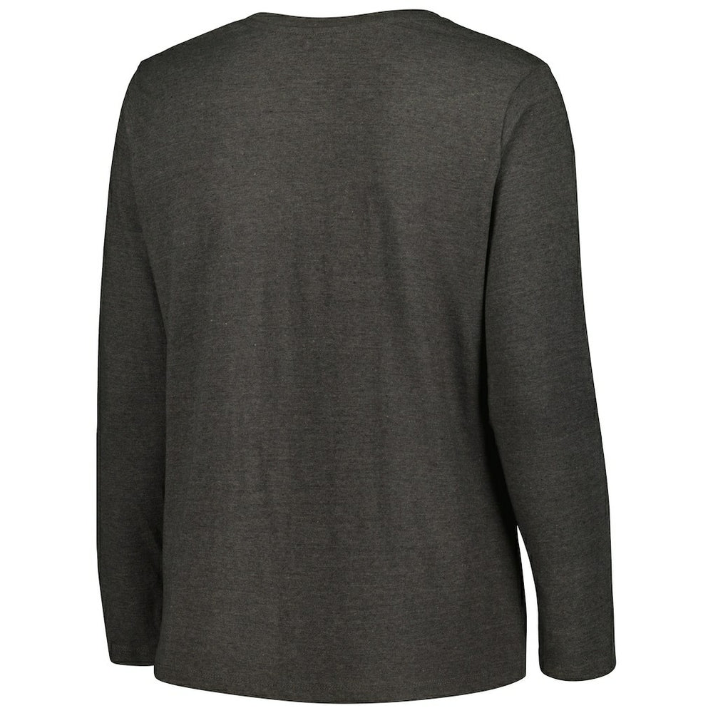 Fanatics Cleveland Browns Women's Plus Size Primary Logo Long Sleeve Scoop Neck T-Shirt Charcoal