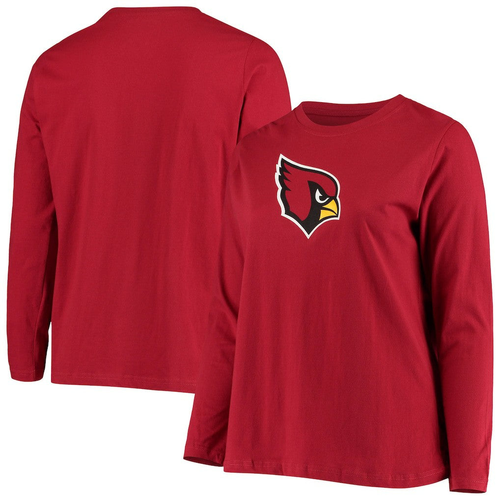 Fanatics Arizona Cardinals Women's Plus Size Primary Logo Long Sleeve Scoop Neck T-Shirt Cardinal