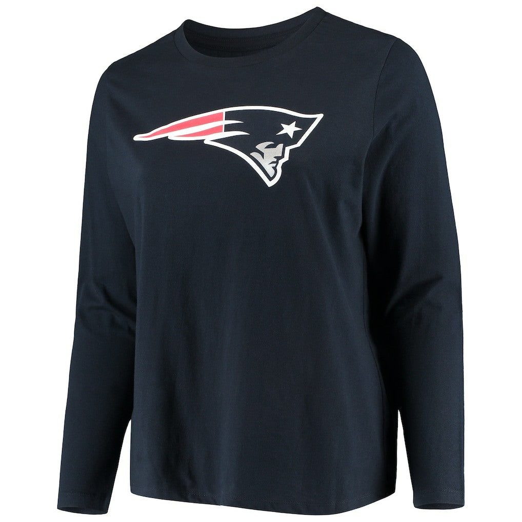 Fanatics New England Patriots Women's Plus Size Primary Logo Long Sleeve Scoop Neck T-Shirt Navy