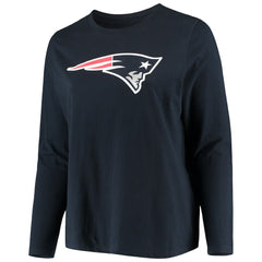 Fanatics New England Patriots Women's Plus Size Primary Logo Long Sleeve Scoop Neck T-Shirt Navy