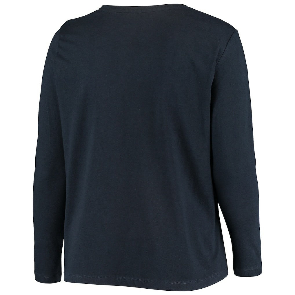 Fanatics New England Patriots Women's Plus Size Primary Logo Long Sleeve Scoop Neck T-Shirt Navy