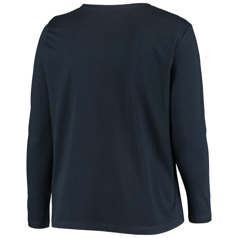 Fanatics New England Patriots Women's Plus Size Primary Logo Long Sleeve Scoop Neck T-Shirt Navy