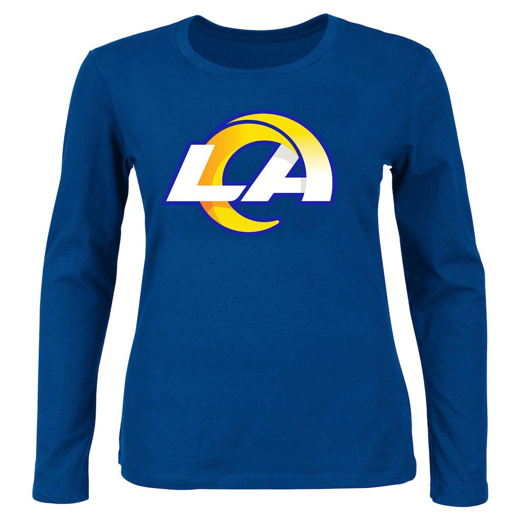 Fanatics Los Angeles Rams Women's Plus Size Primary Logo Long Sleeve Scoop Neck T-Shirt Royal