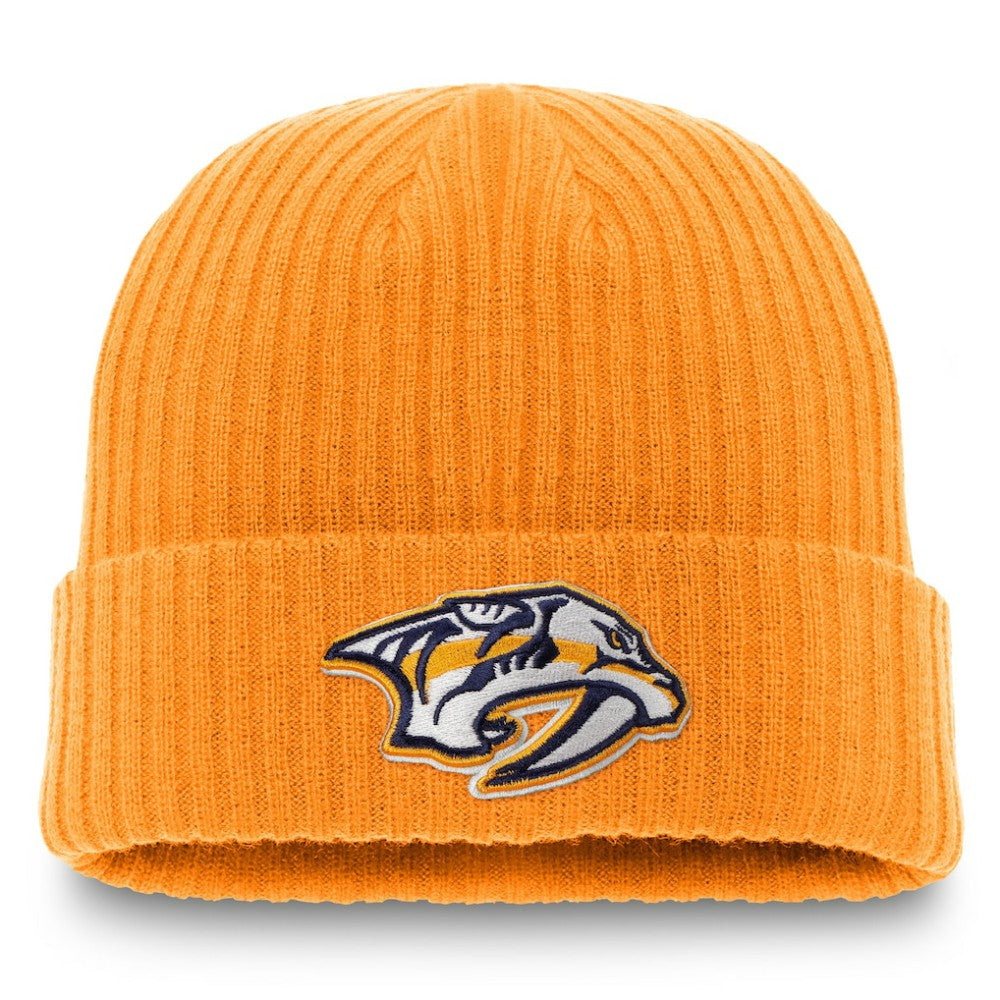 Nashville Predators Fanatics Core Primary Logo Cuffed Knit Hat - Gold - NHL 3970333