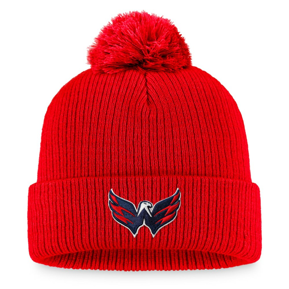 Washington Capitals Fanatics Primary Logo Cuffed Knit Hat with Pom - Red - NHL 3970399