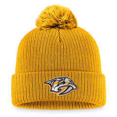 Nashville Predators Fanatics Primary Logo Cuffed Knit Hat with Pom - Gold - NHL 3970408