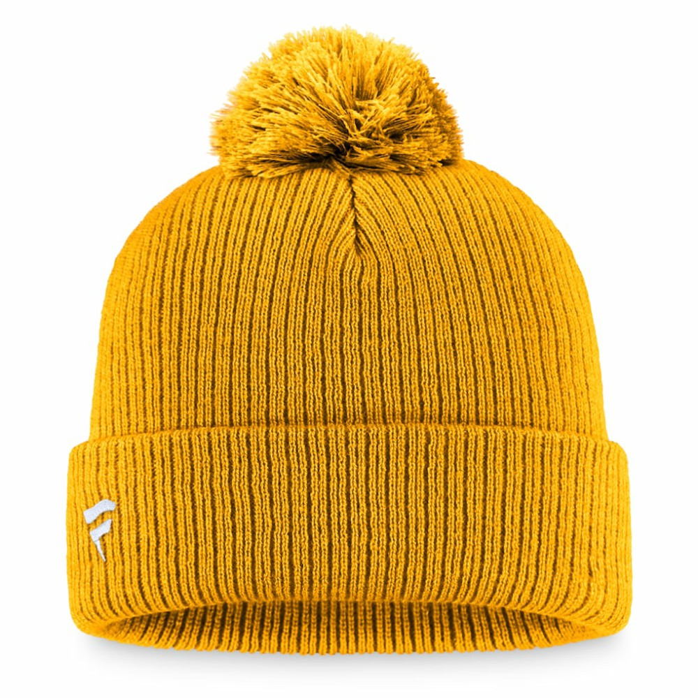 Nashville Predators Fanatics Primary Logo Cuffed Knit Hat with Pom - Gold - NHL 3970408
