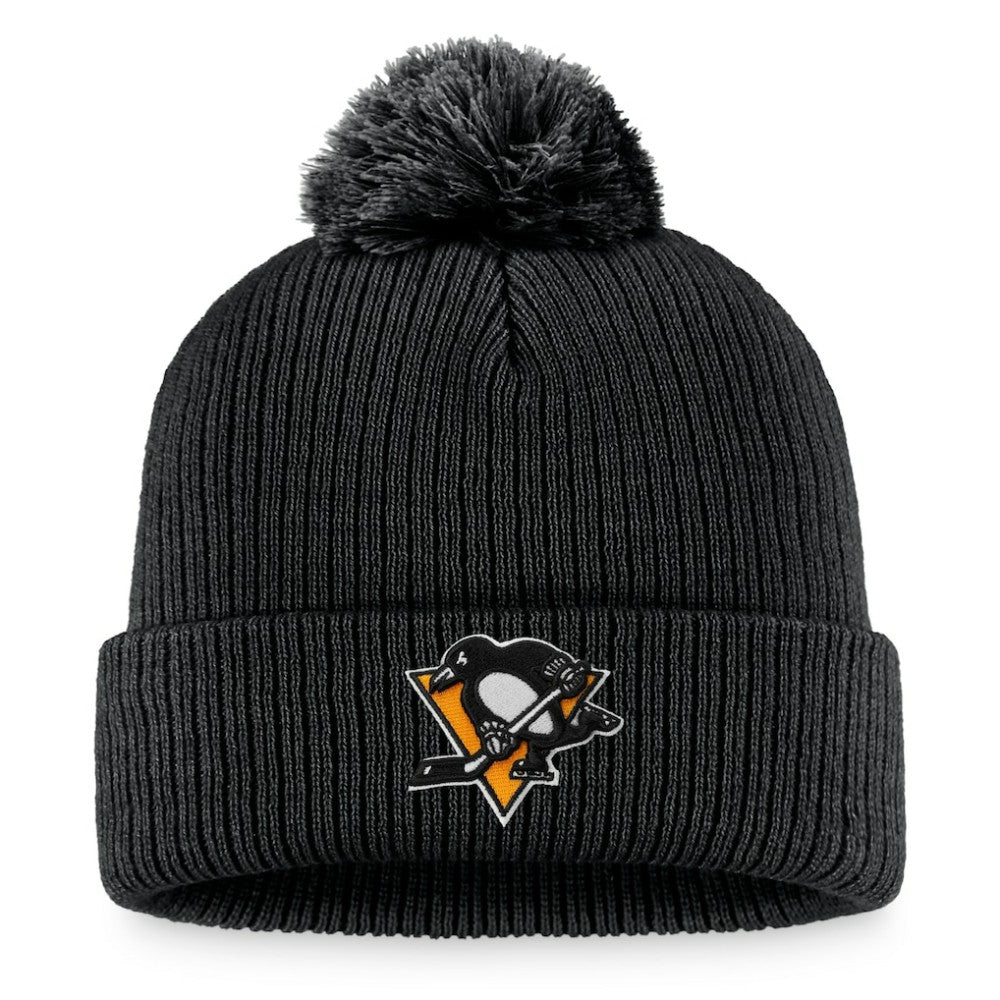 Pittsburgh Penguins Fanatics Primary Logo Cuffed Knit Hat with Pom - Black - NHL 3970433