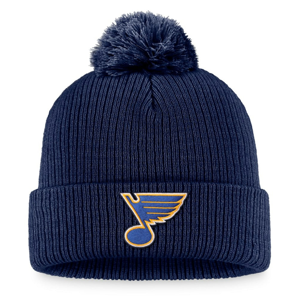 St. Louis Blues Fanatics Primary Logo Cuffed Knit Hat with Pom - Navy - NHL 3970452