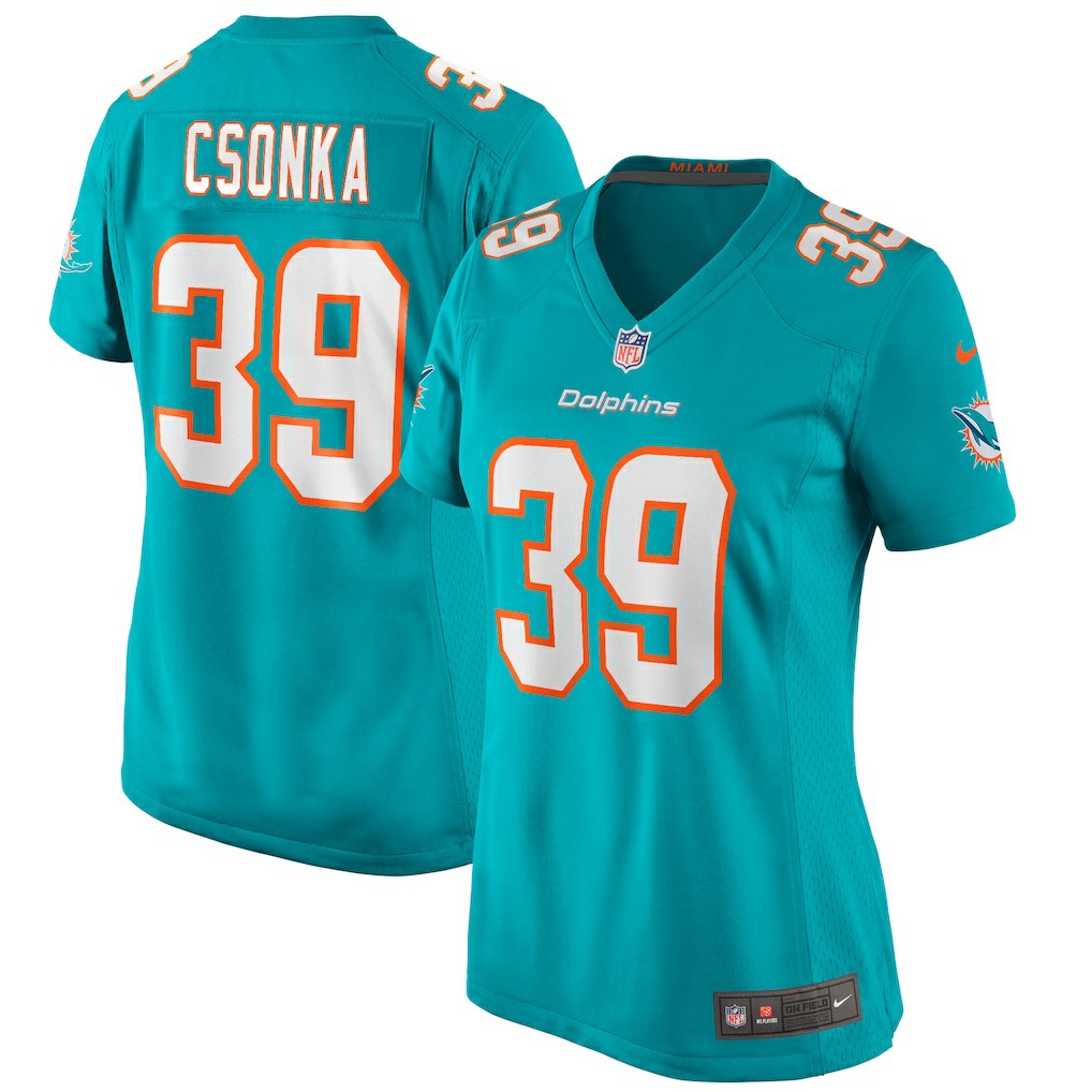 Nike Larry Csonka Miami Dolphins Women's Game Retired Player Jersey Aqua