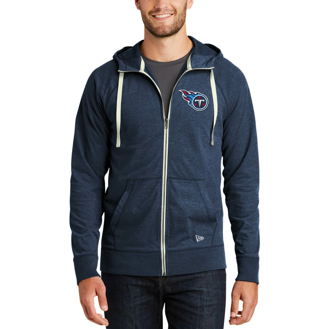 Tennessee Titans New Era In Season Hoodie Full-Zip Jacket Heathered Navy