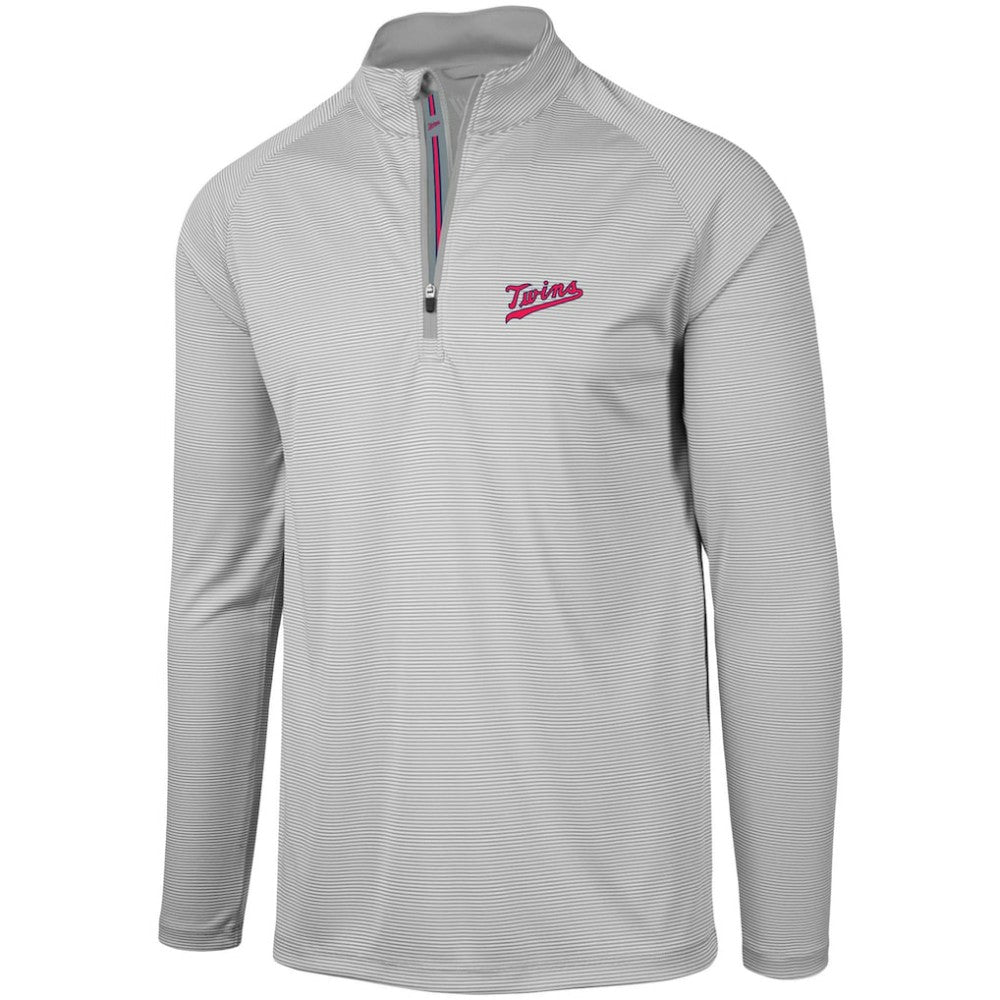 Minnesota Twins Levelwear Orion Historic Logo Raglan Quarter-Zip Jacket - Gray - MLB Lifestyle